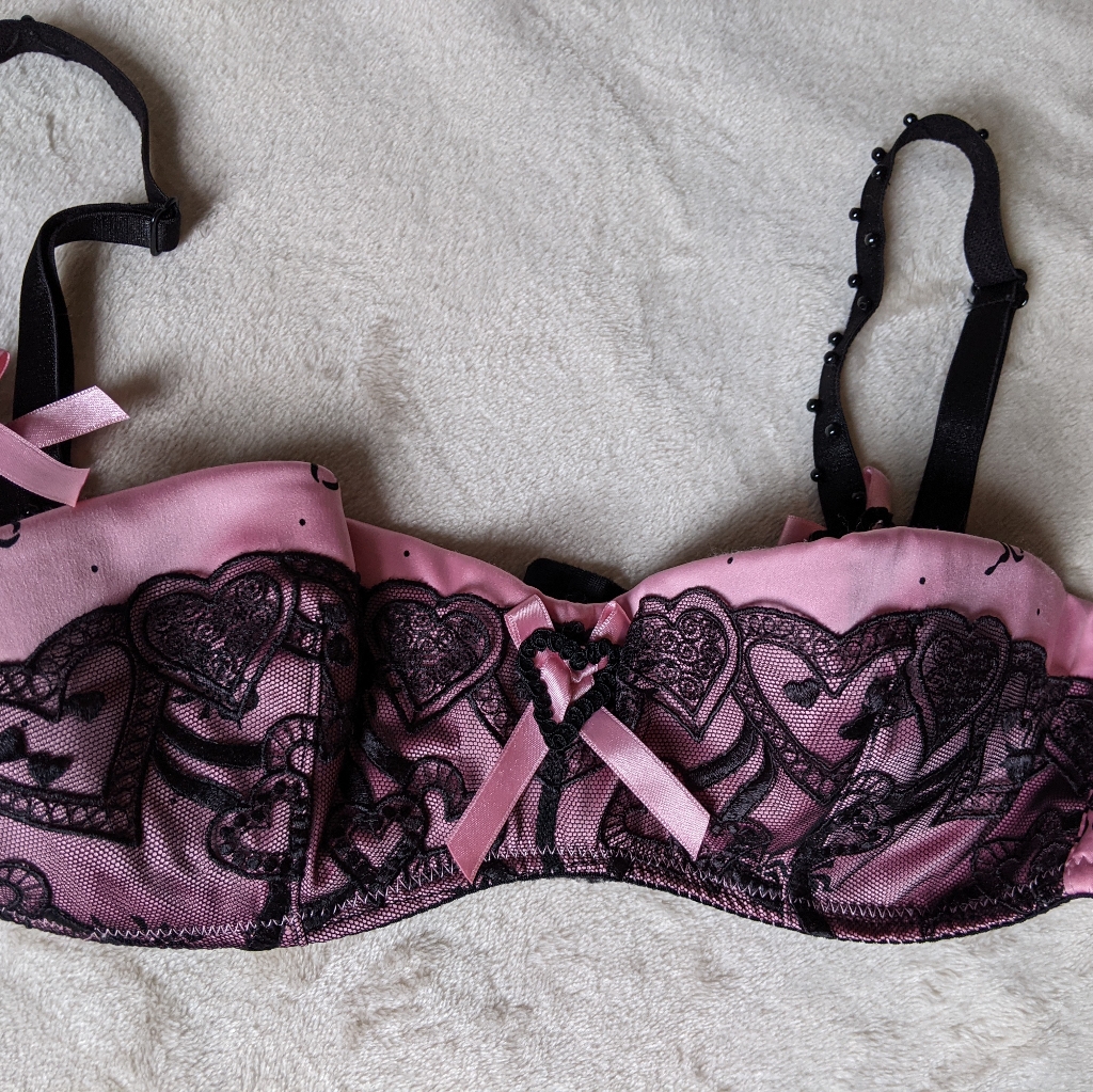 Chantal Thomass Pink/Black Balconette Bra 34b